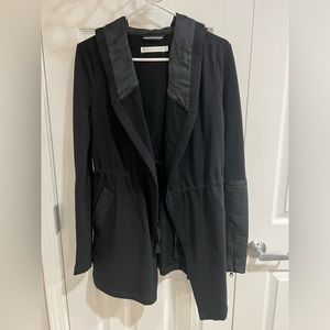 Blanc Noir cardigan with faux leather sleeves small